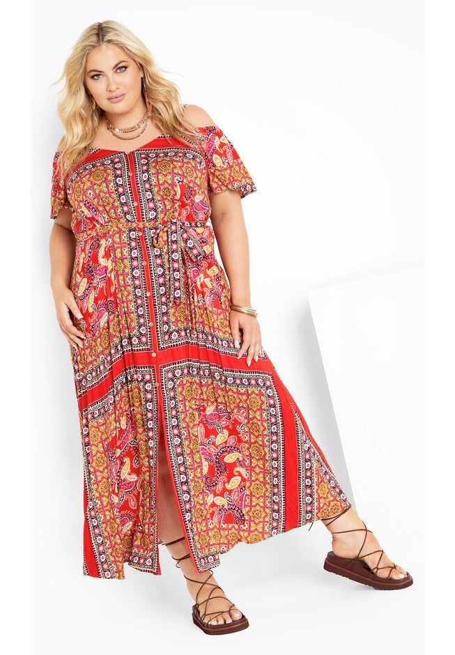 Zoey Cold Shoulder Maxi Dress, ROSE SCARF, alternate image number null
