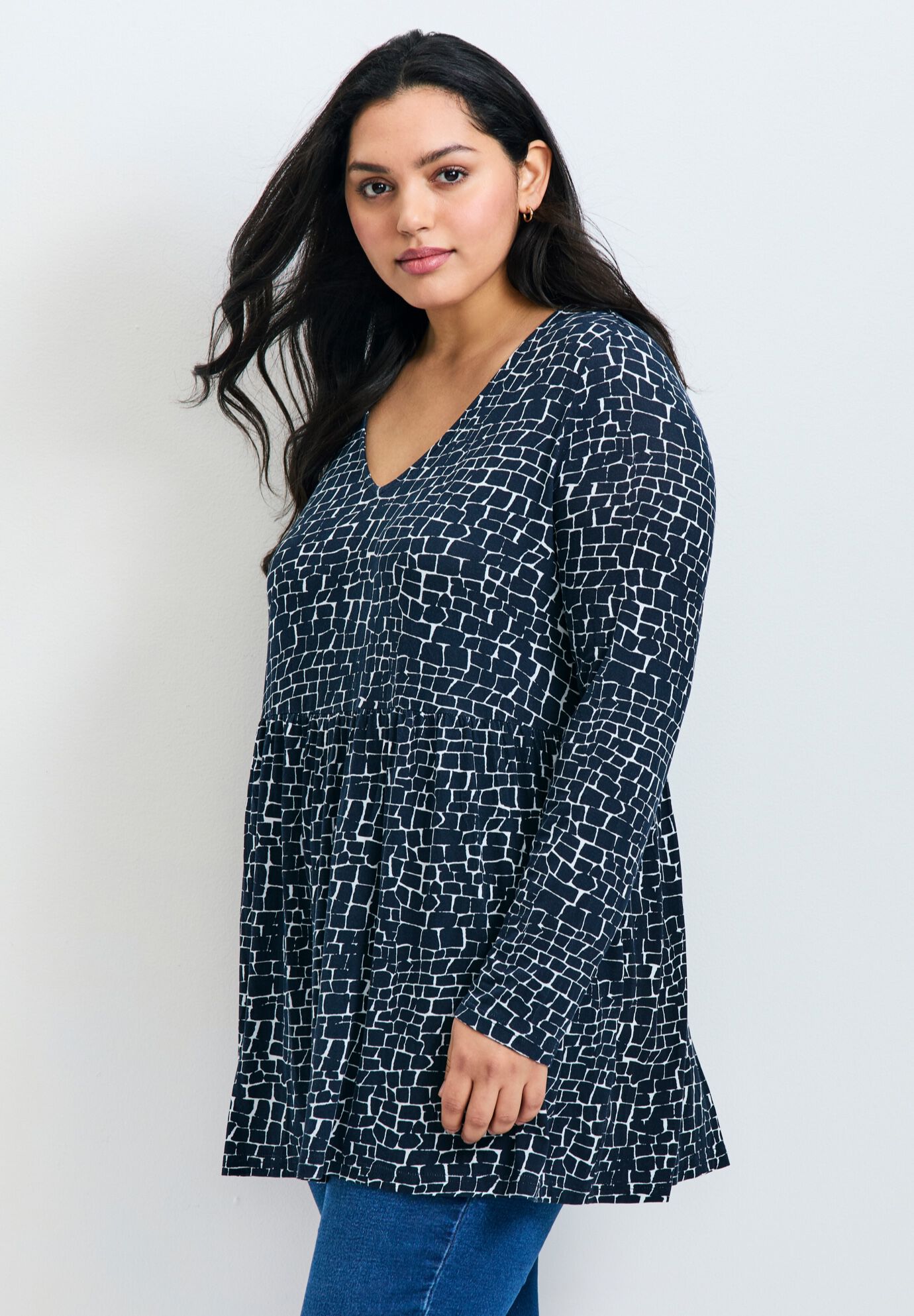 Nylah Long Sleeve Tunic, INK SHADOW, alternate image number 1