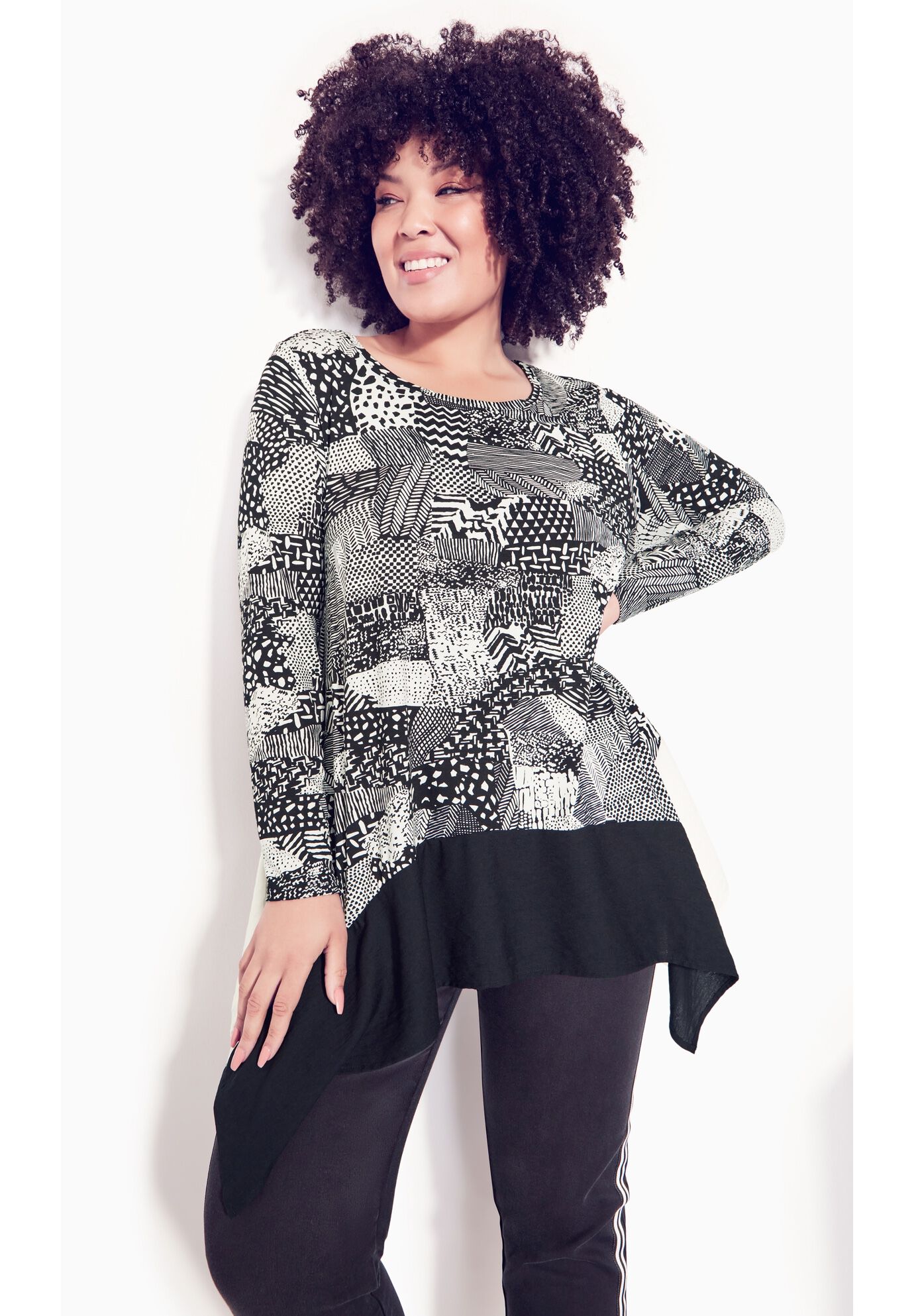 Florence Print Top, PATCH PRINT BLACK, on-hover image number 1