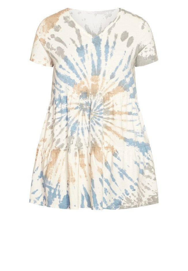Tiered Tie Dye Dress, DELFT BLUE, alternate image number 2