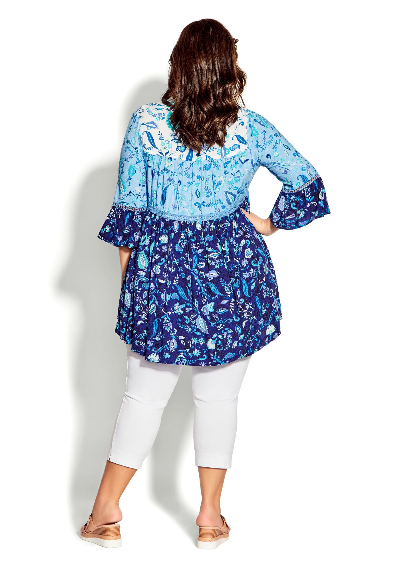 Eliana Tiered Tunic, BLUES FLORAL MIX, alternate image number 4