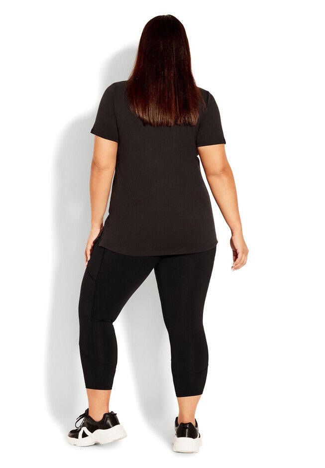 Pocket Capri Plain Legging, BLACK, on-hover image number 1