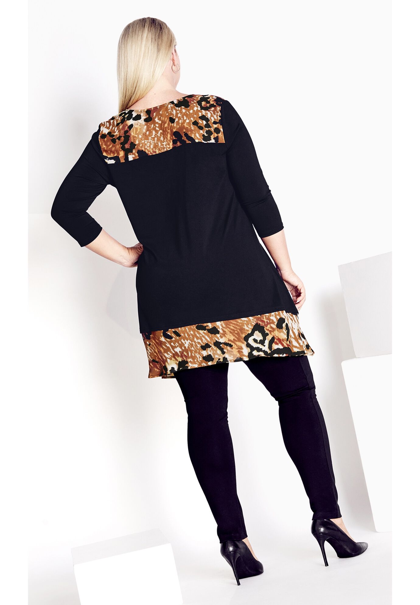 Shari Print Tunic, BLACK ANIMAL, alternate image number 3