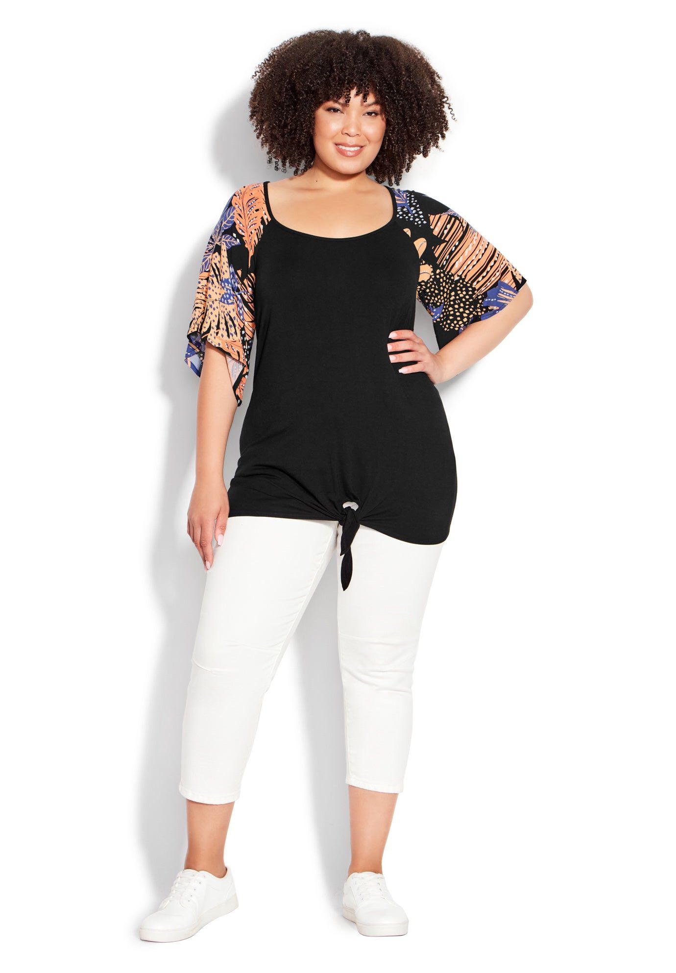 Gretta Tie Front Top, SKYLIGHT PALM, hi-res image number 0