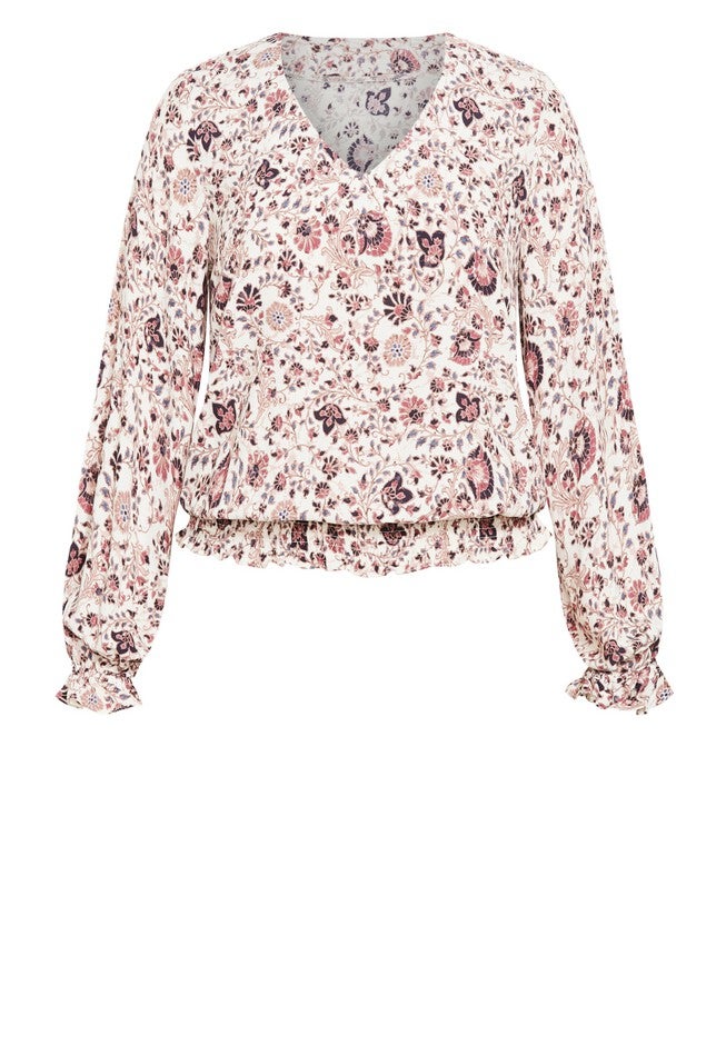 Mylah Shirred Top, FOLK FLORAL, alternate image number null