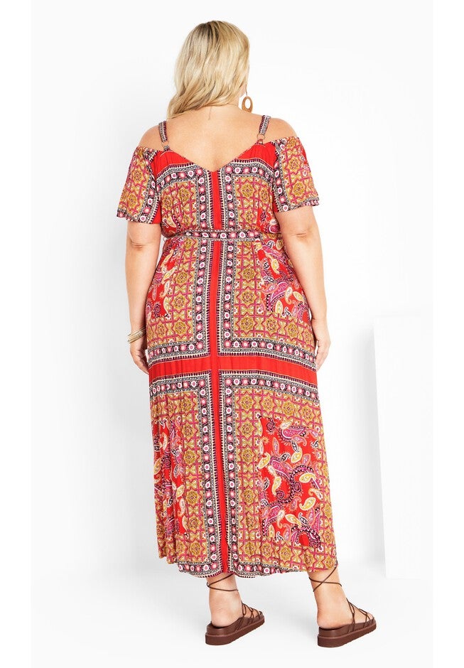 Zoey Cold Shoulder Maxi Dress, ROSE SCARF, on-hover image number null