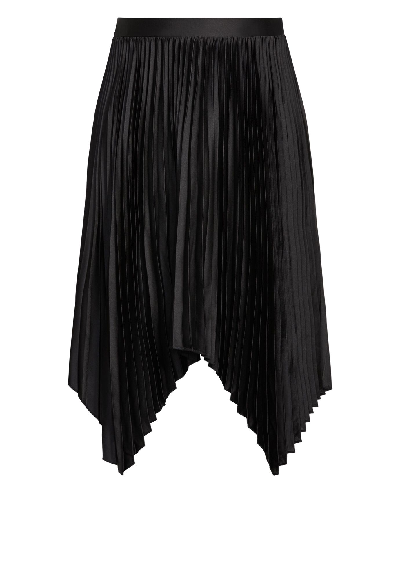 Pleated Plain Skirt, BLACK, alternate image number 6