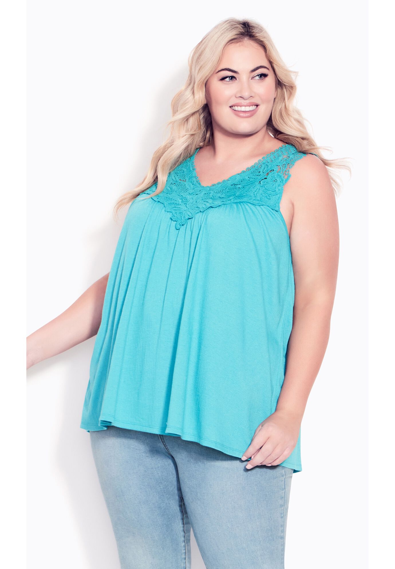 Allegra Crochet Top, TURQUOISE, alternate image number 3