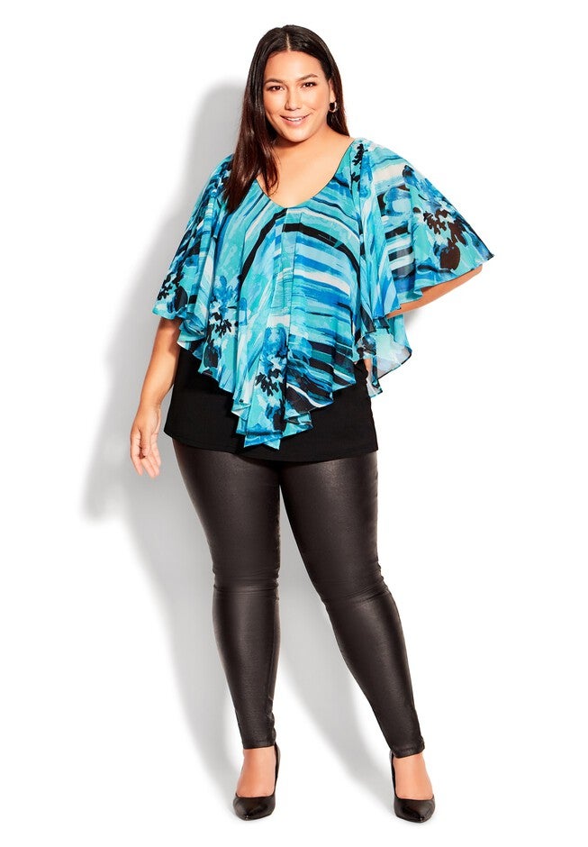Mira Overlay Print Top, MARINA FLORAL, alternate image number 8