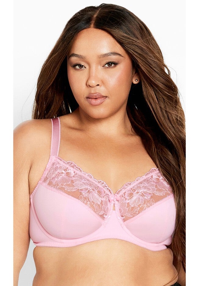 Embroidered Full Support Underwire Bra, SWEET PINK, hi-res image number null