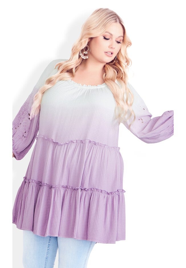 Clover Dip Dye Tunic, LAVENDER, hi-res image number 0