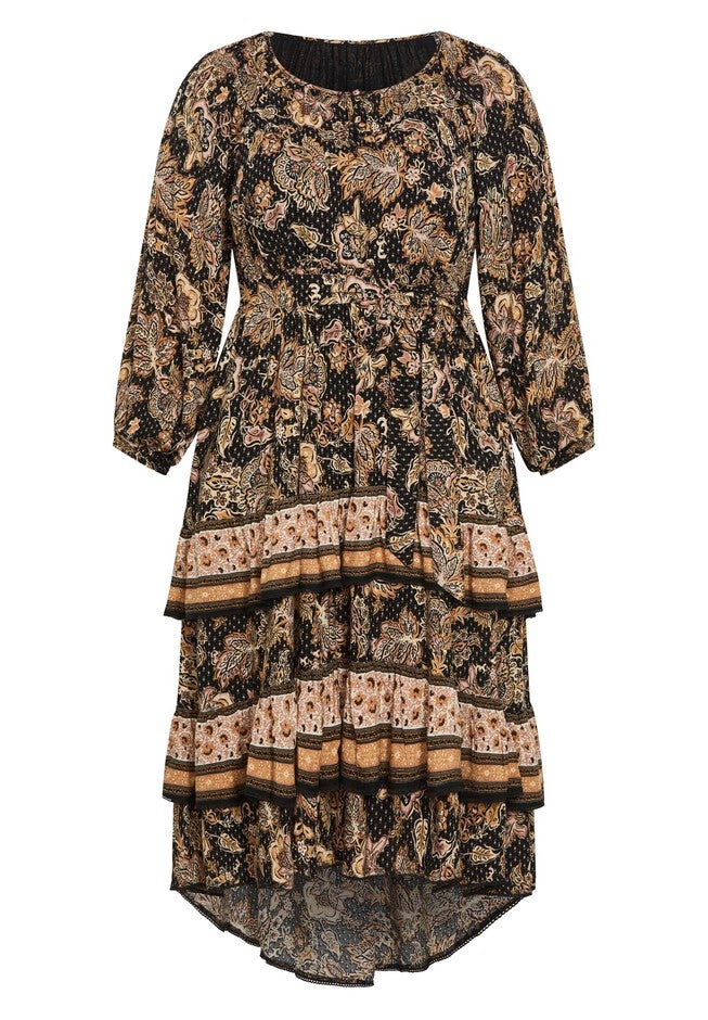 Amahle Puff Sleeve Tier Maxi Dress, FOREVER BORDER, alternate image number null