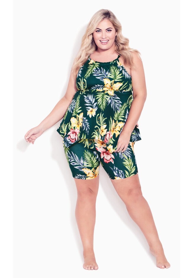 Handkerchief Print Tankini Top, RAVEN, on-hover image number null