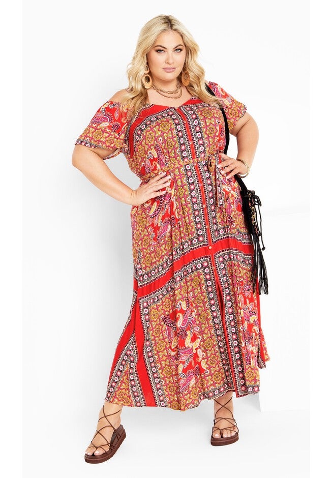 Zoey Cold Shoulder Maxi Dress, ROSE SCARF, hi-res image number null