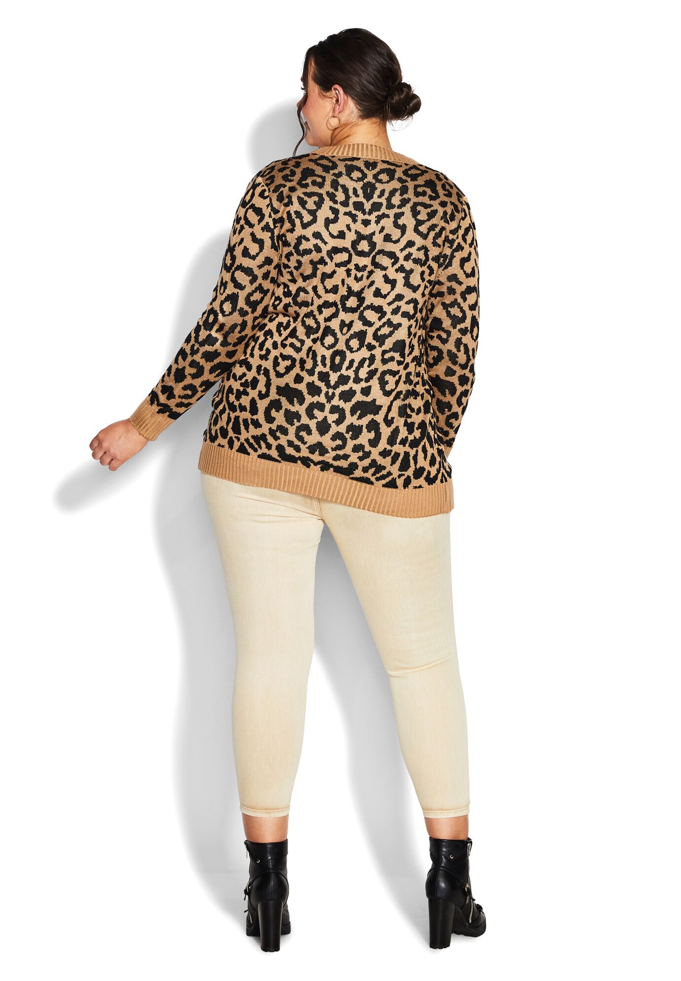 Longline Print Cardigan, TAN, alternate image number 11