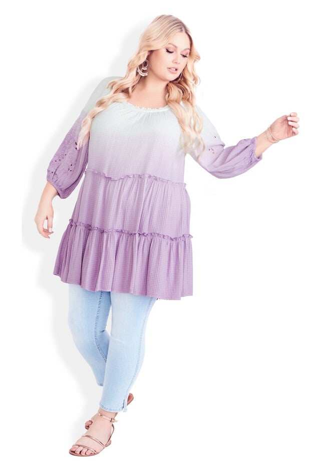 Clover Dip Dye Tunic, LAVENDER, on-hover image number 1
