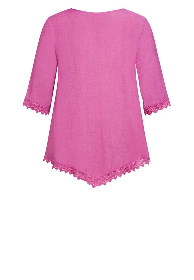Ellie Pintuck Lace Top, ORCHID, alternate image number null