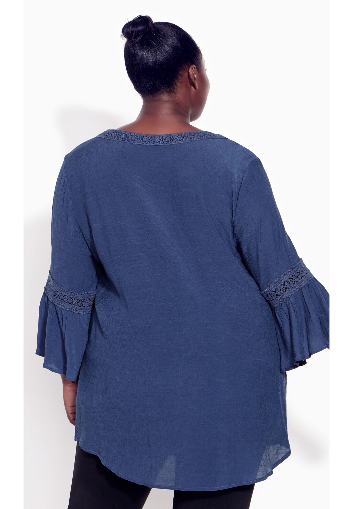 Pleat Lace Tunic, NAVY, on-hover image number 1