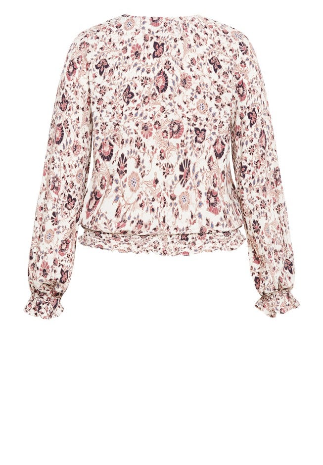 Mylah Shirred Top, FOLK FLORAL, alternate image number null