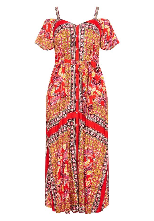 Zoey Cold Shoulder Maxi Dress, ROSE SCARF, alternate image number null