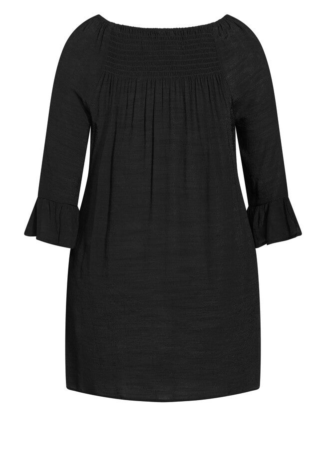 Flutter 3/4 Sleeve Top, BLACK, alternate image number null