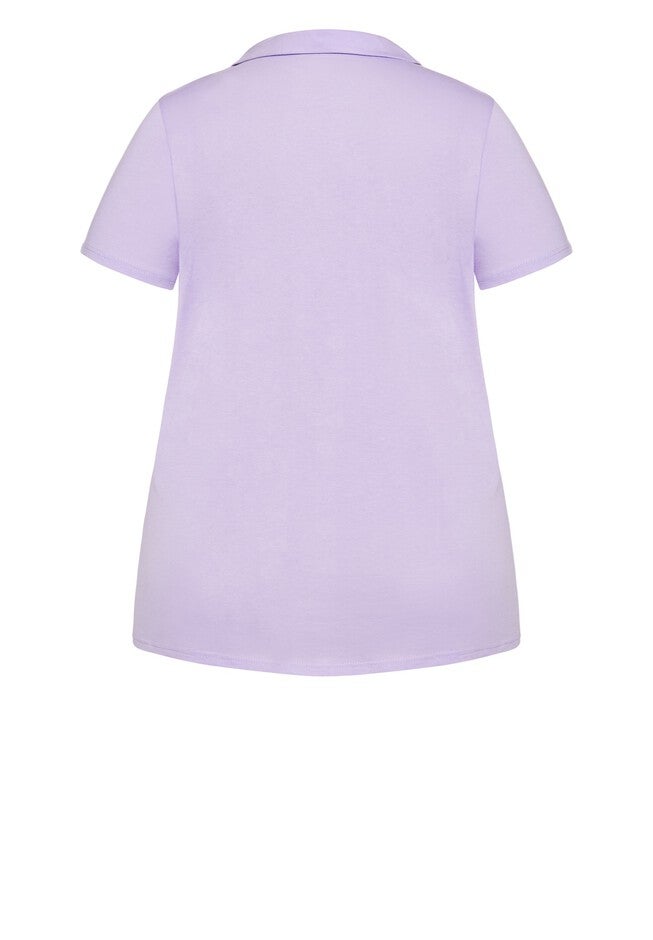 Button Short Sleeve Sleep Top, LAVENDAR, alternate image number 5