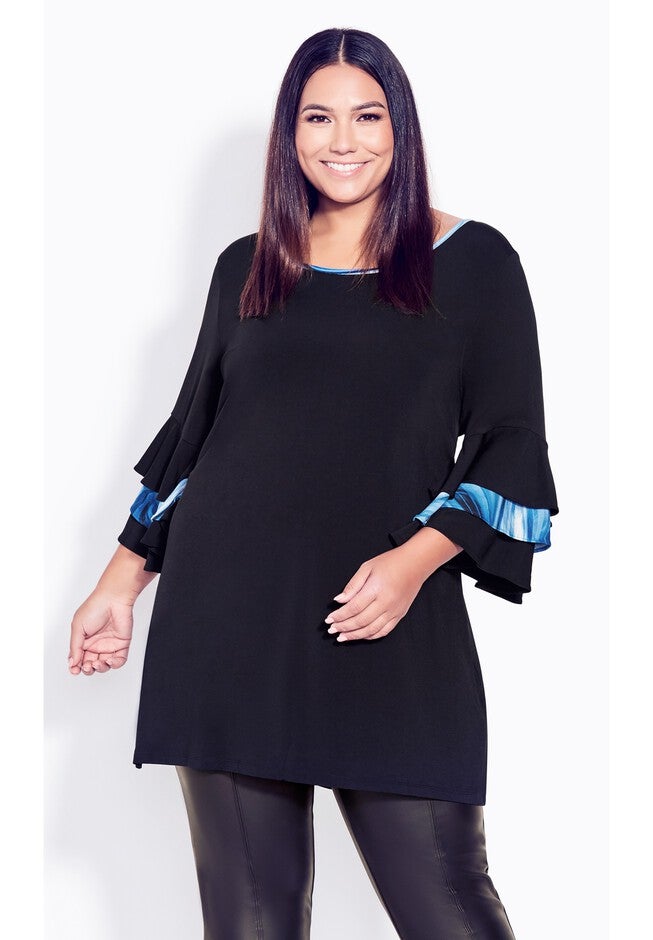 Gabby Bell Sleeve Tunic, BLACK, alternate image number 6