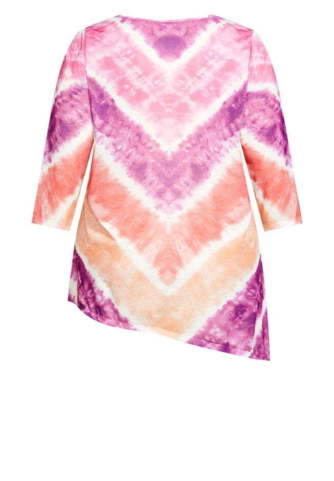 3/4 Sleeve Tie Dye Top, PURPLE, alternate image number null