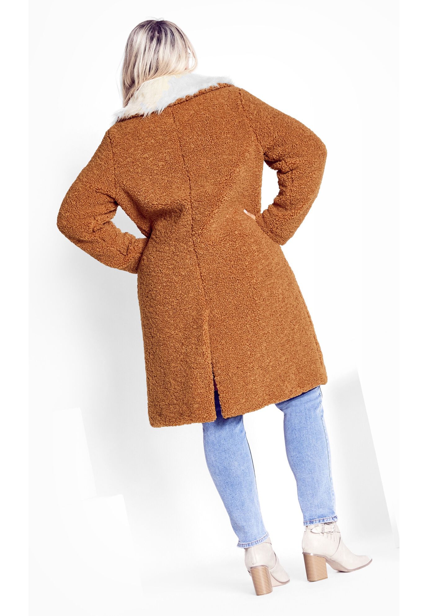 Teddy Faux Fur Jacket, TAN, on-hover image number 1