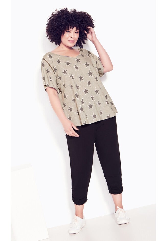 Flutter Sleeve Print Top, STAR GREY, alternate image number 2