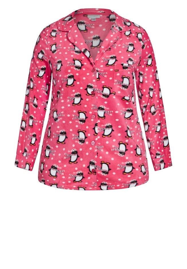 Penguin Button Fleece Sleep Top, PENGUIN PRINT, alternate image number 5