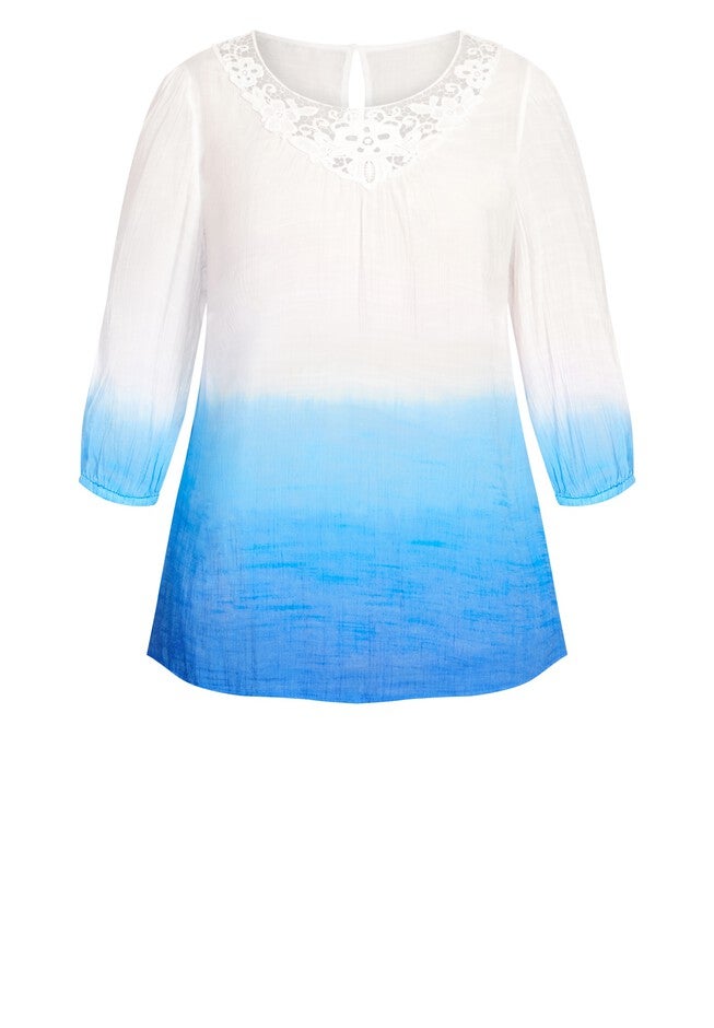 Gemma Lace Top, IVORY BLUE, alternate image number 2