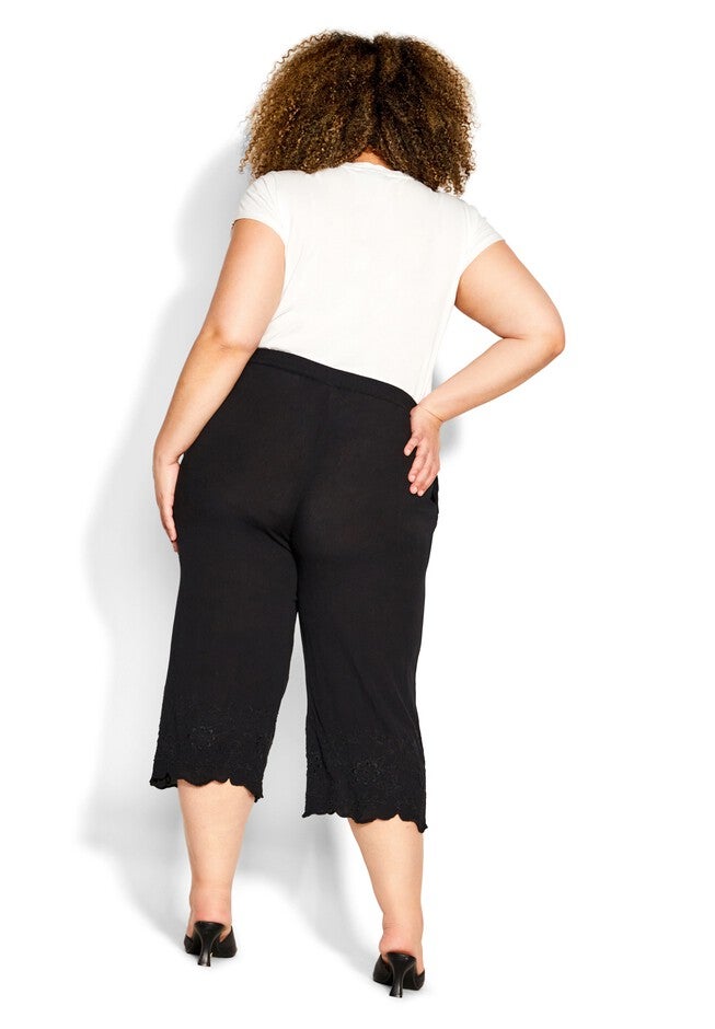 Embroidered Hem Pant, BLACK, alternate image number null