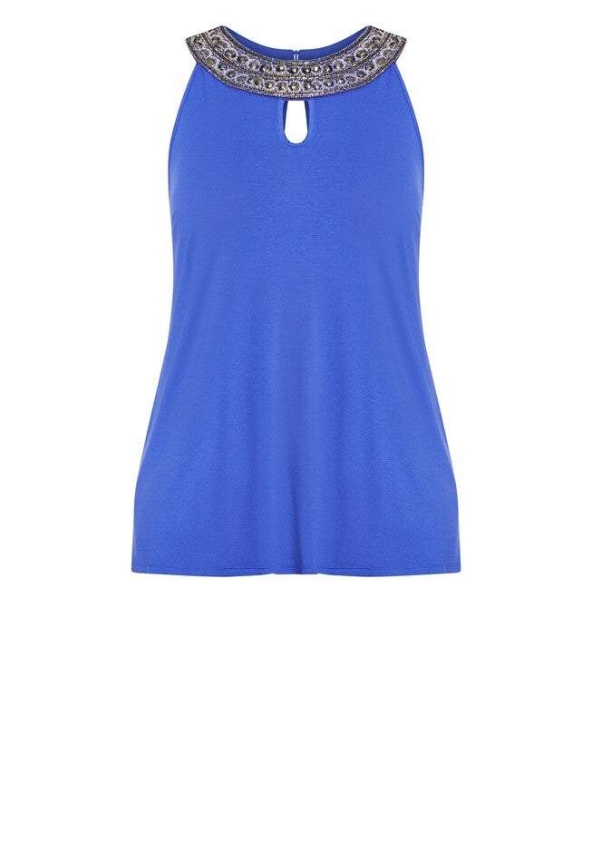 Nadia Beaded Top, DAZZLING BLUE, alternate image number 3