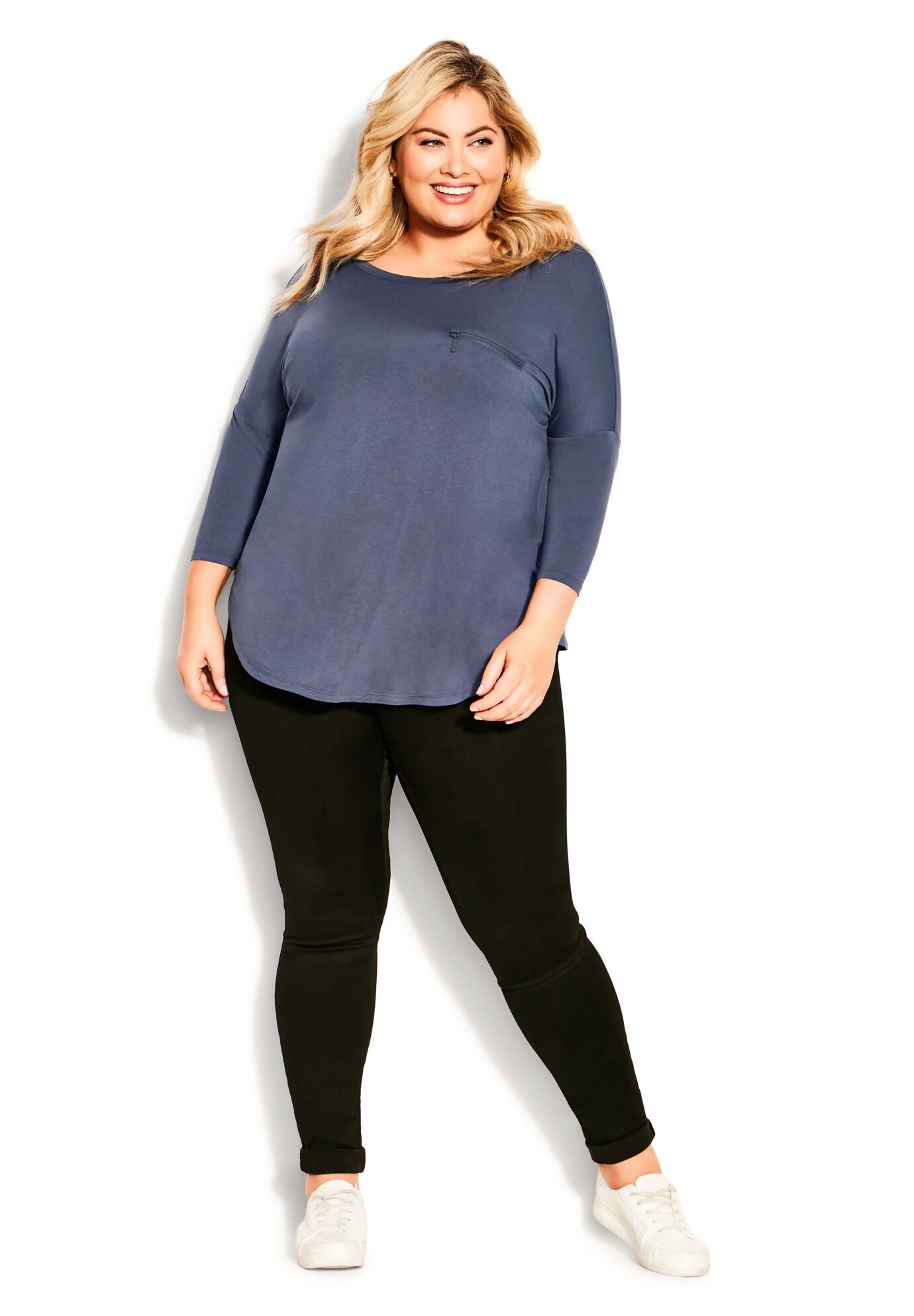 Neela Zip Plain Top, STEEL, on-hover image number 1