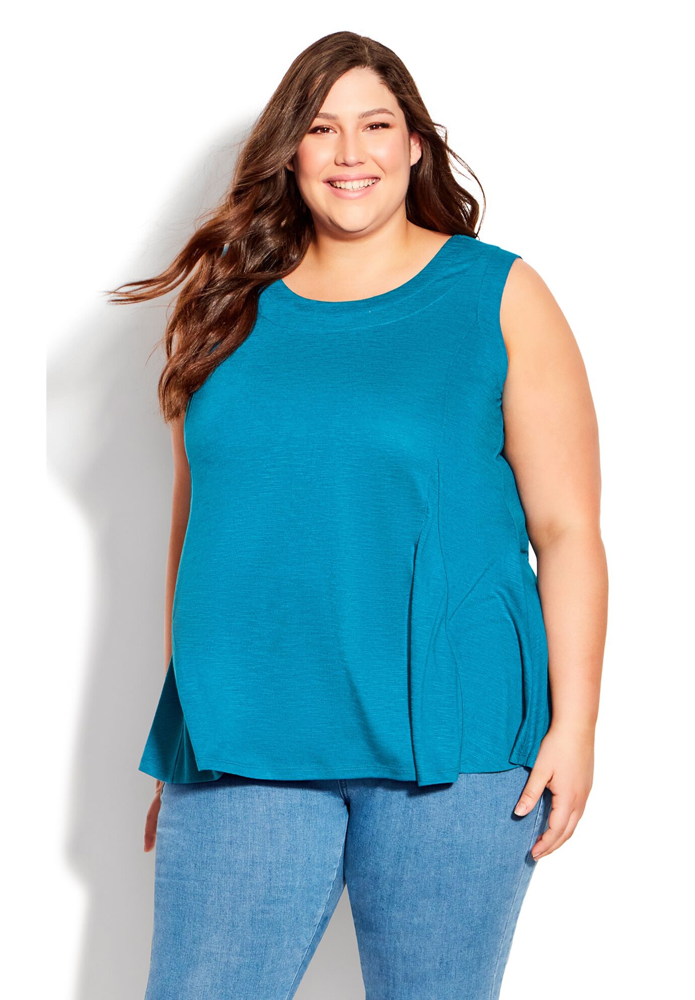 Fit N Flare Tank, MYKONOS BLUE, alternate image number 3