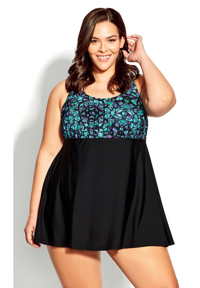 Empire Print Swim Dress, BAHAMAS, alternate image number null