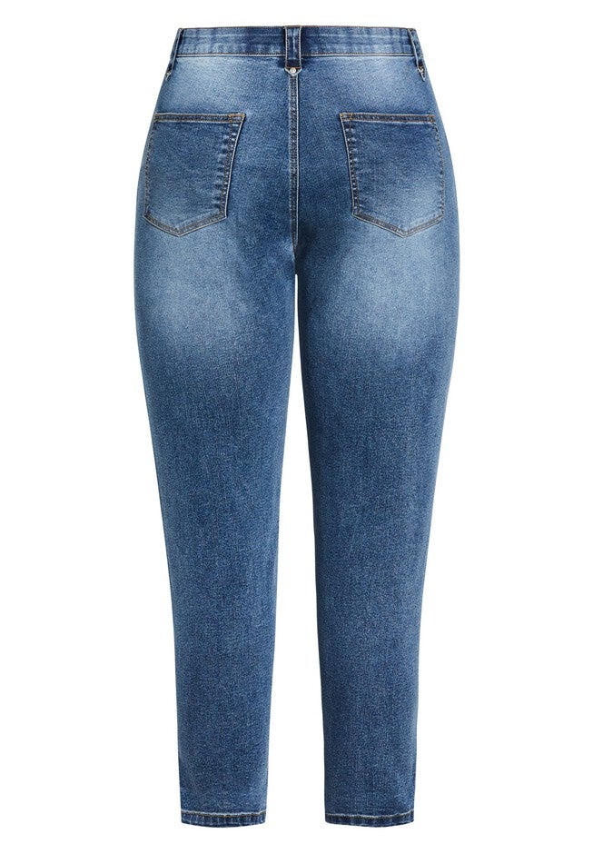 Crop Exposed Button Jean, MID WASH, alternate image number 6