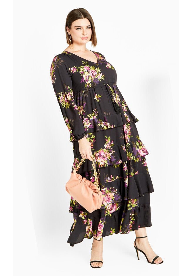 Violet Print Maxi Dress, VIOLET BLOOM, hi-res image number null