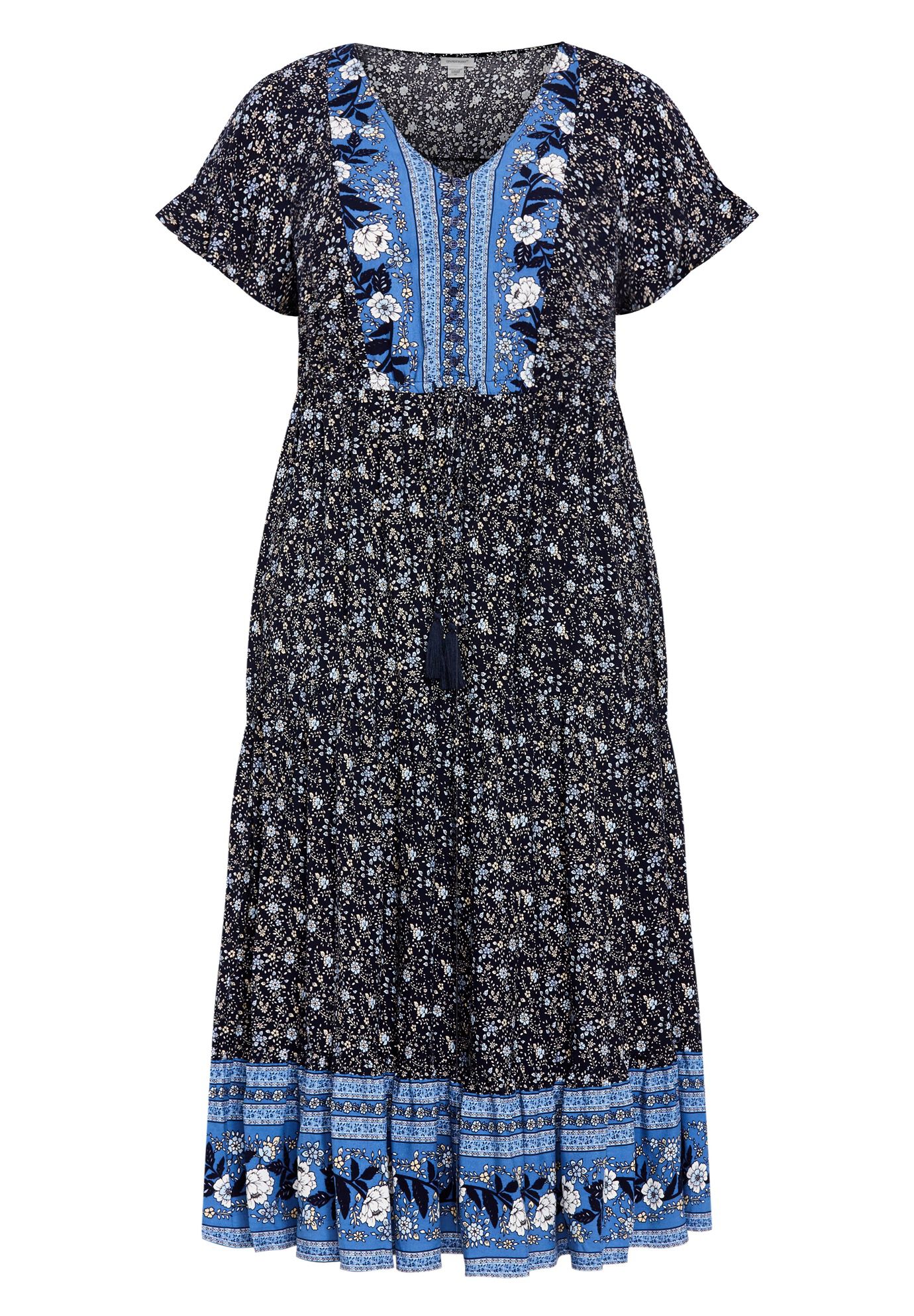 Sandy Border Print Dress, BLUE ENCHANTED BORDER, alternate image number 2