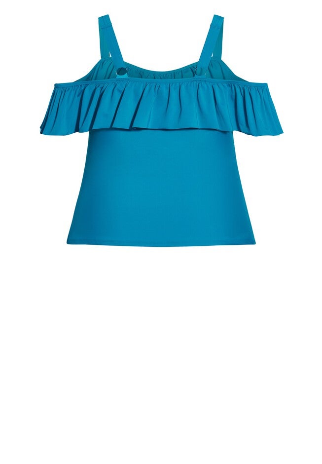 Ruffle Tankini Top, TEAL, alternate image number 3