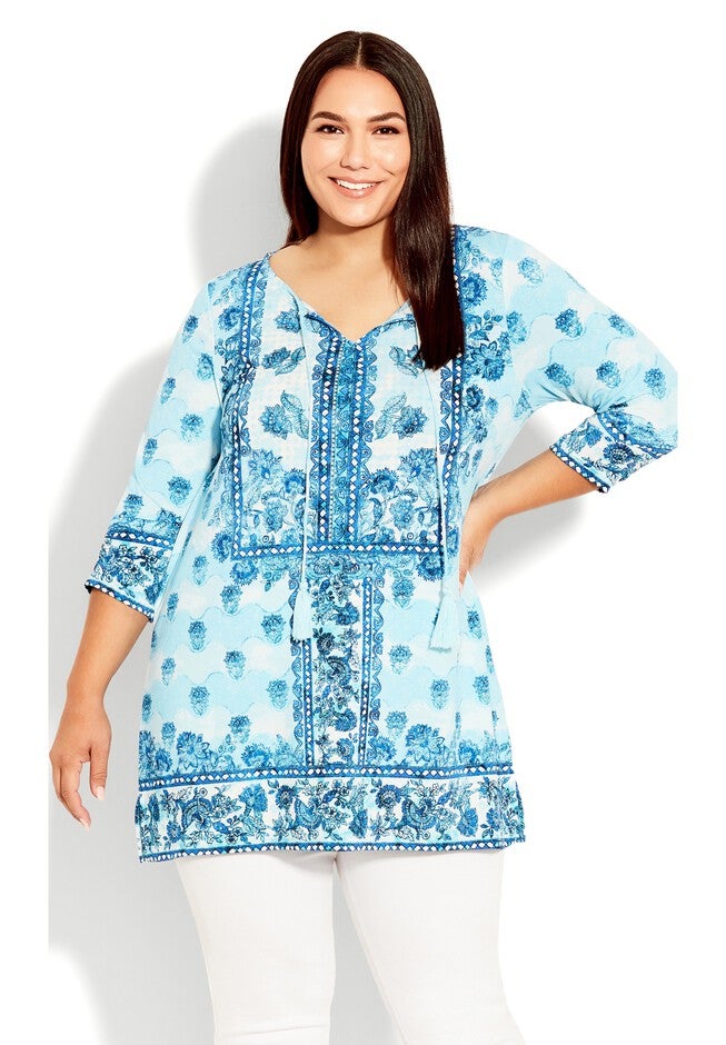 Treasured Placement Tunic, AQUA SPLASH, alternate image number 2