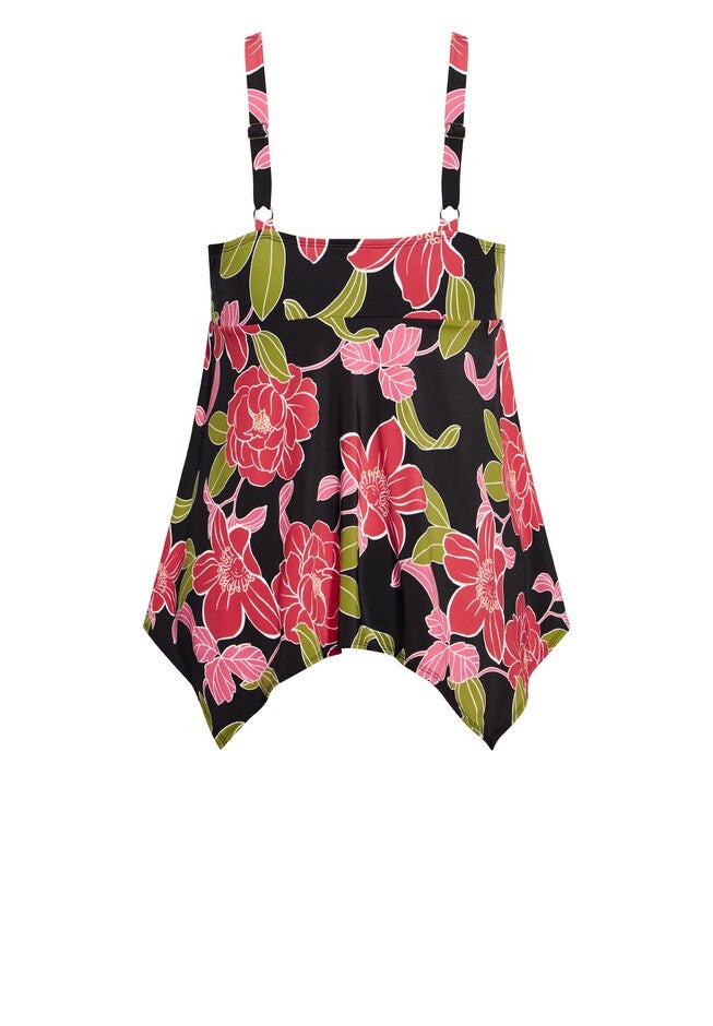 Handkerchief Print Tankini Top, GERBERA, alternate image number null