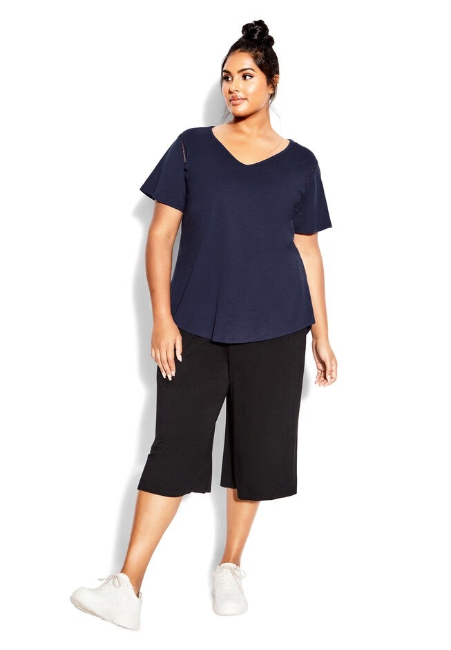 Flutter Sleeve Plain Top, NAVY, hi-res image number null