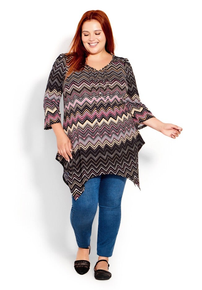 Holly Hanky Hem Print Tunic, RHYTHM, alternate image number 3
