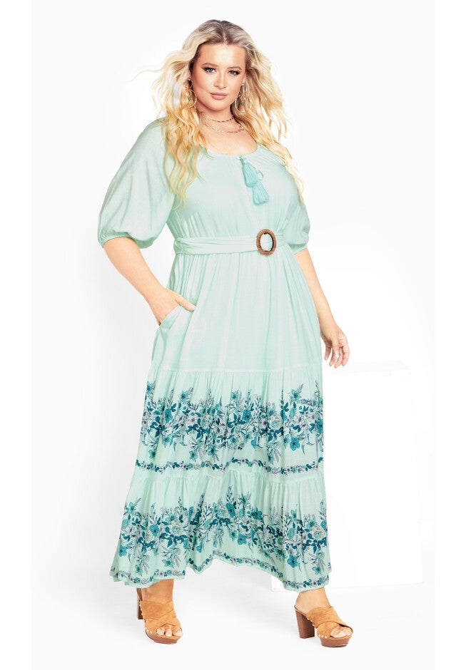 Angel Tiered Maxi Dress, MINT SUMMER BORDER, hi-res image number null