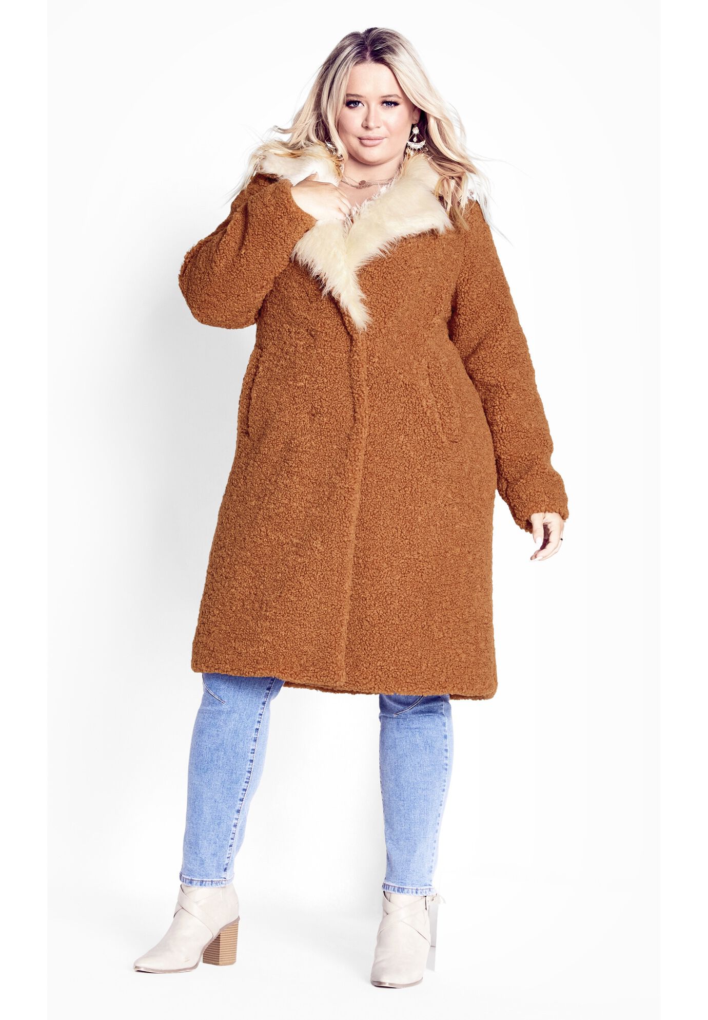 Teddy Faux Fur Jacket, TAN, alternate image number 5