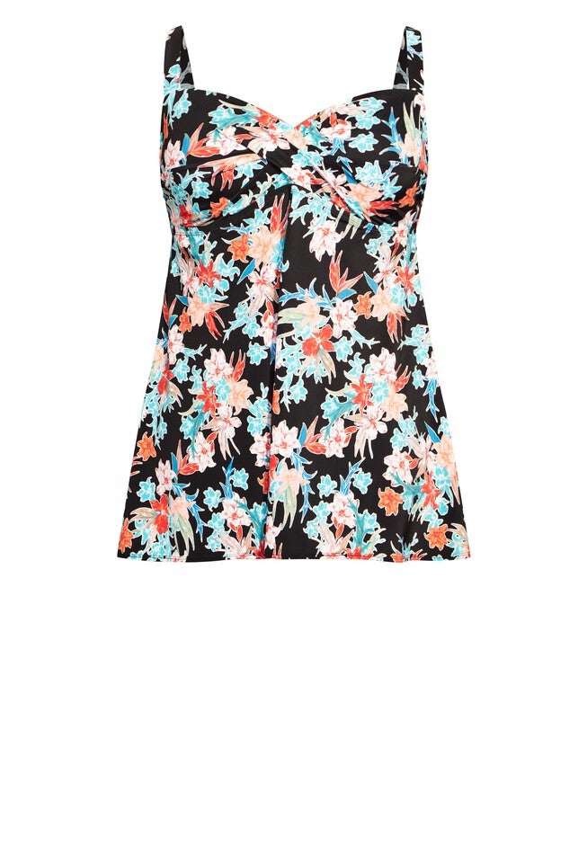 Twist Print Swim Dress, LA PALMA FLORAL, alternate image number 3