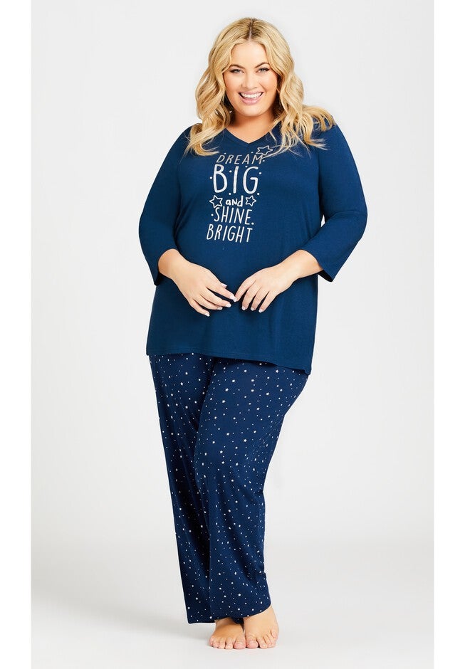 3/4 Sleeve Dream Big Sleep Top, NAVY, alternate image number 3