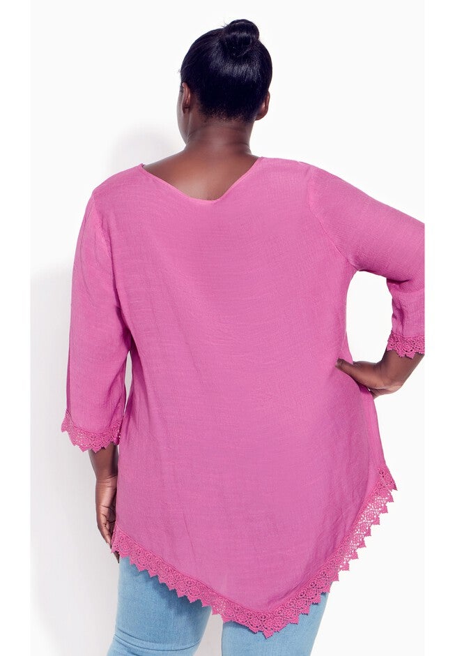 Ellie Pintuck Lace Top, ORCHID, on-hover image number null